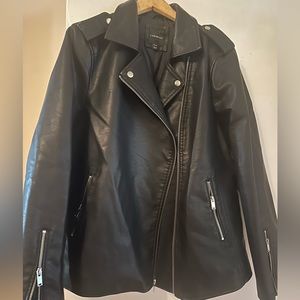 Faux leather motorcycle jacket